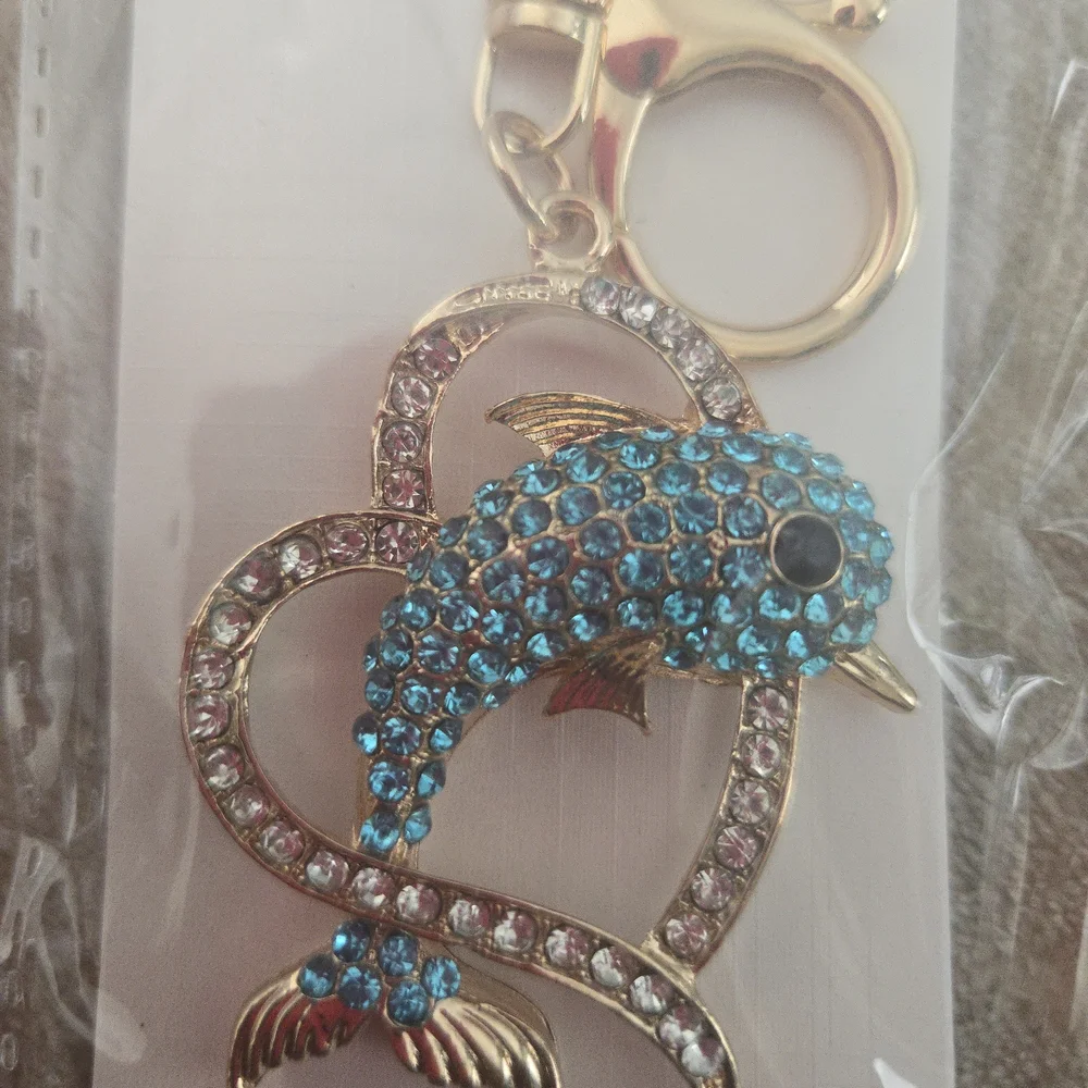 Red OR Blue Dolphin Jumping thru ❤️ Keychain/BagCharms NWT